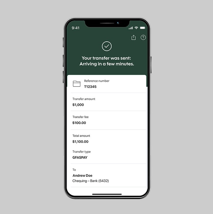Your transfer was accepted! Make another transfer.